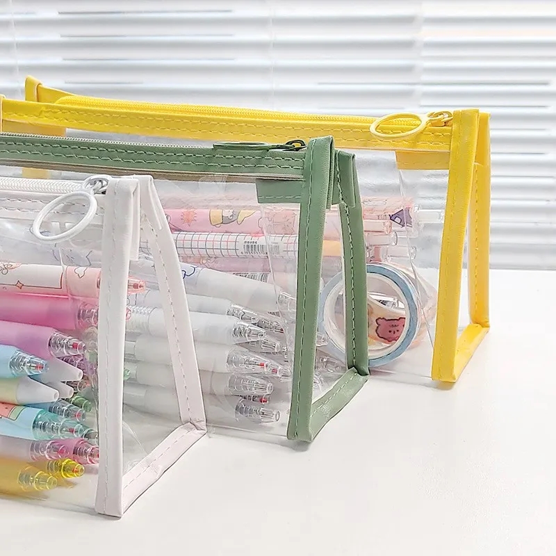 Versatile Clear TPU Pencil Cosmetic Case Pouch Organizer Bag
