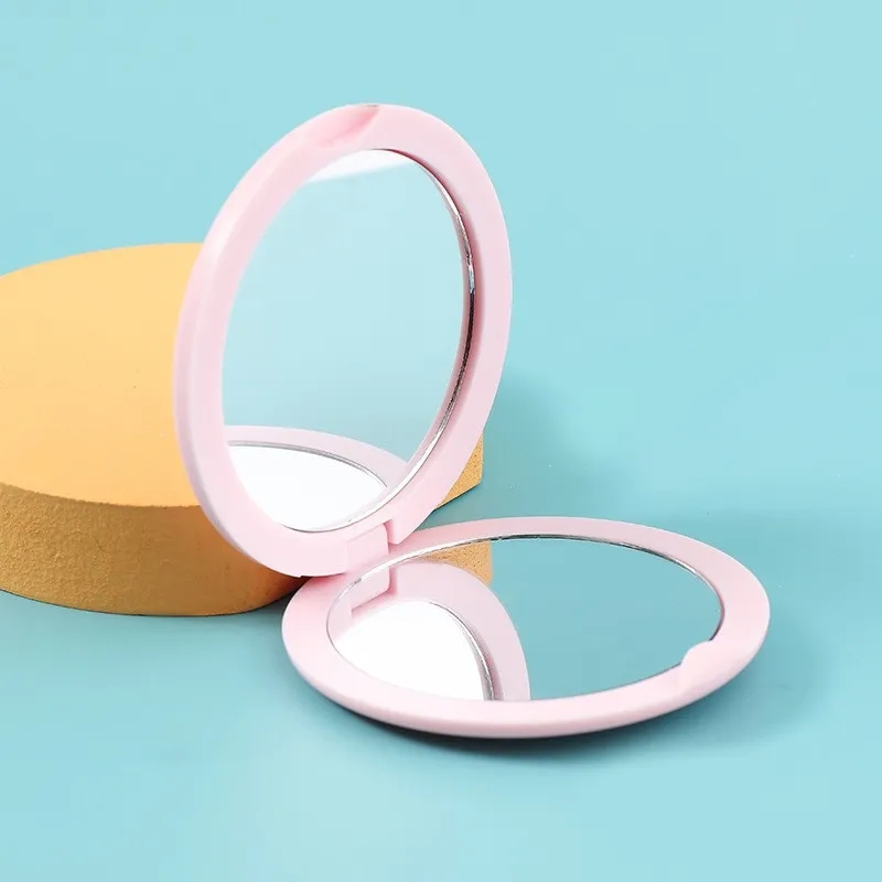 Mini Foldable Round Travel Makeup Mirror w/ Dual Views