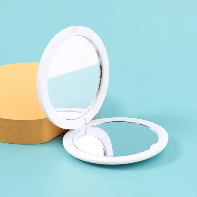 Mini Foldable Round Travel Makeup Mirror w/ Dual Views