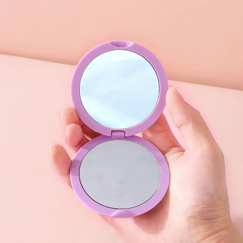 Mini Foldable Round Travel Makeup Mirror w/ Dual Views