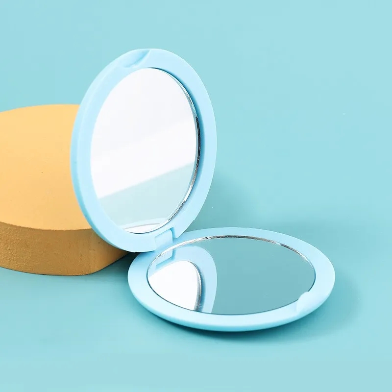 Mini Foldable Round Travel Makeup Mirror w/ Dual Views