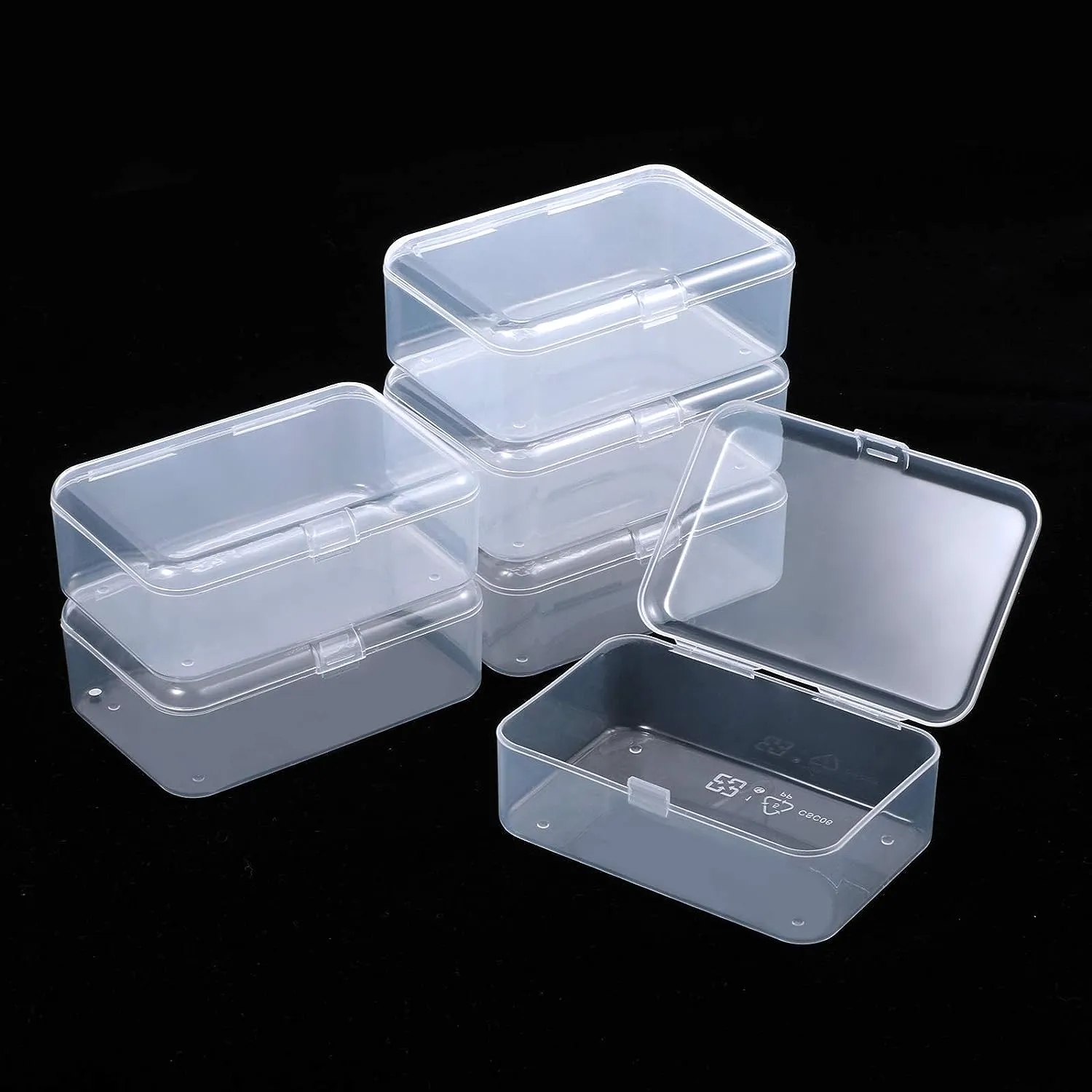 Plastic Clear Mini Storage Container Box w/ Hinged Lid