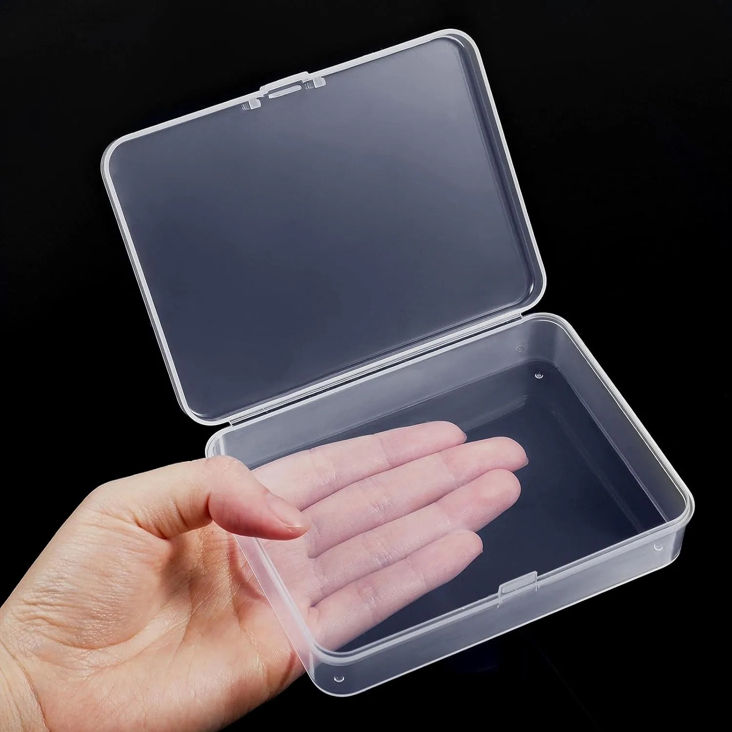 Plastic Clear Mini Storage Container Box w/ Hinged Lid