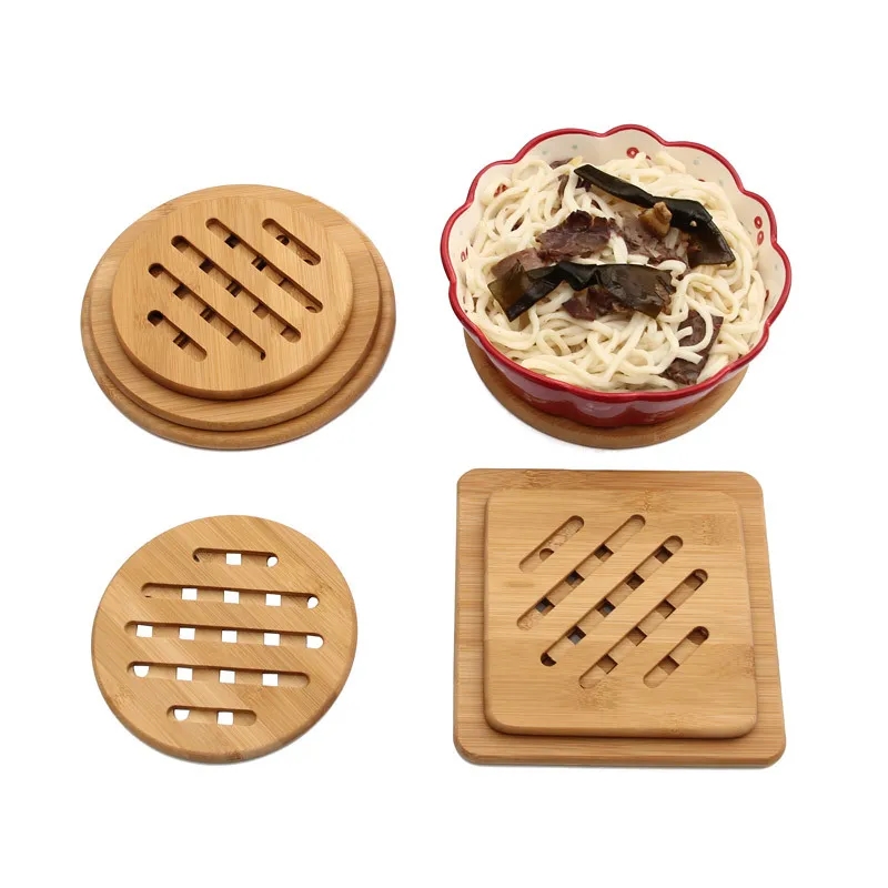 Non-Slip Round Bamboo Wood Trivets for Heat Protection