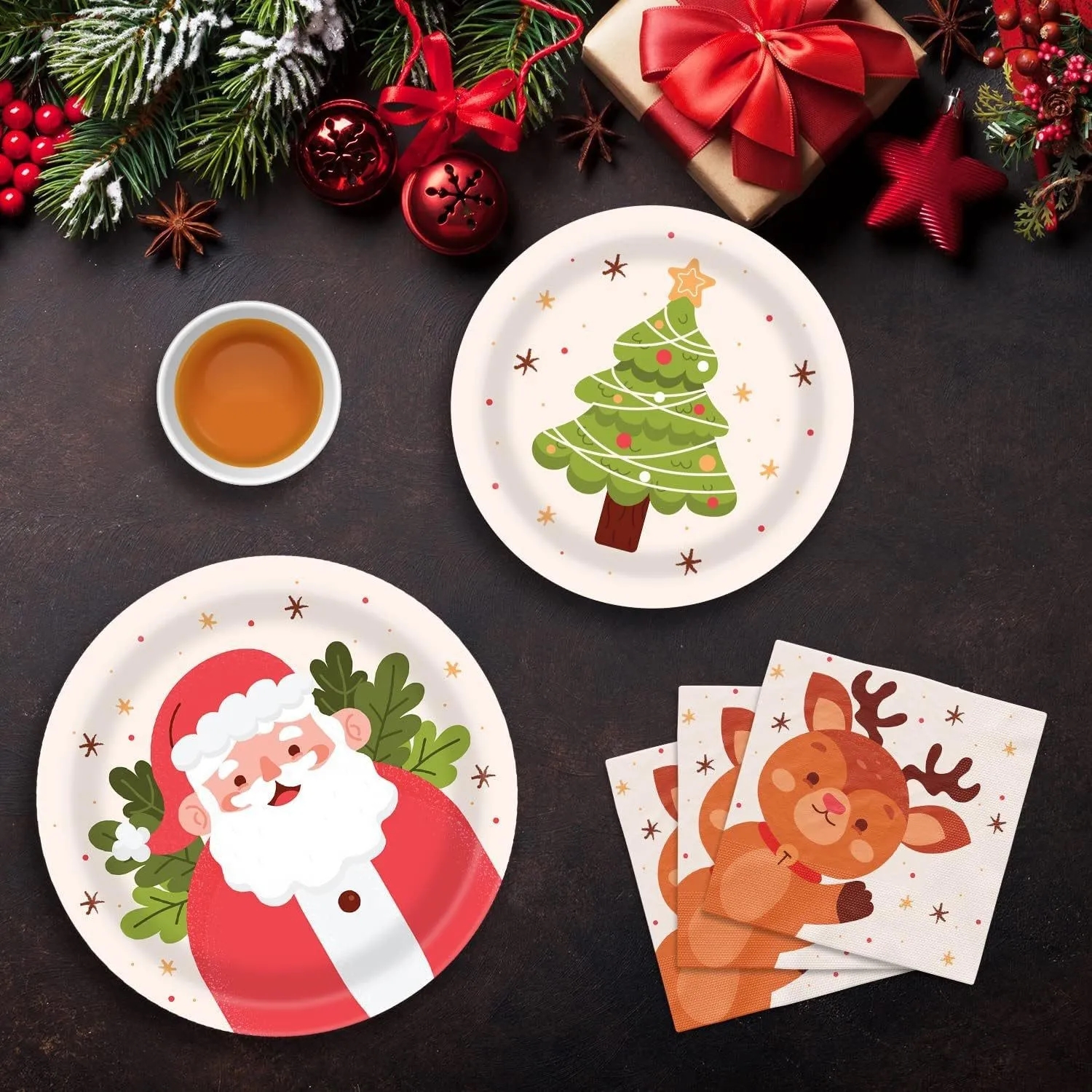 Festive 9in Disposable Paper Plates for Parties Celebration
