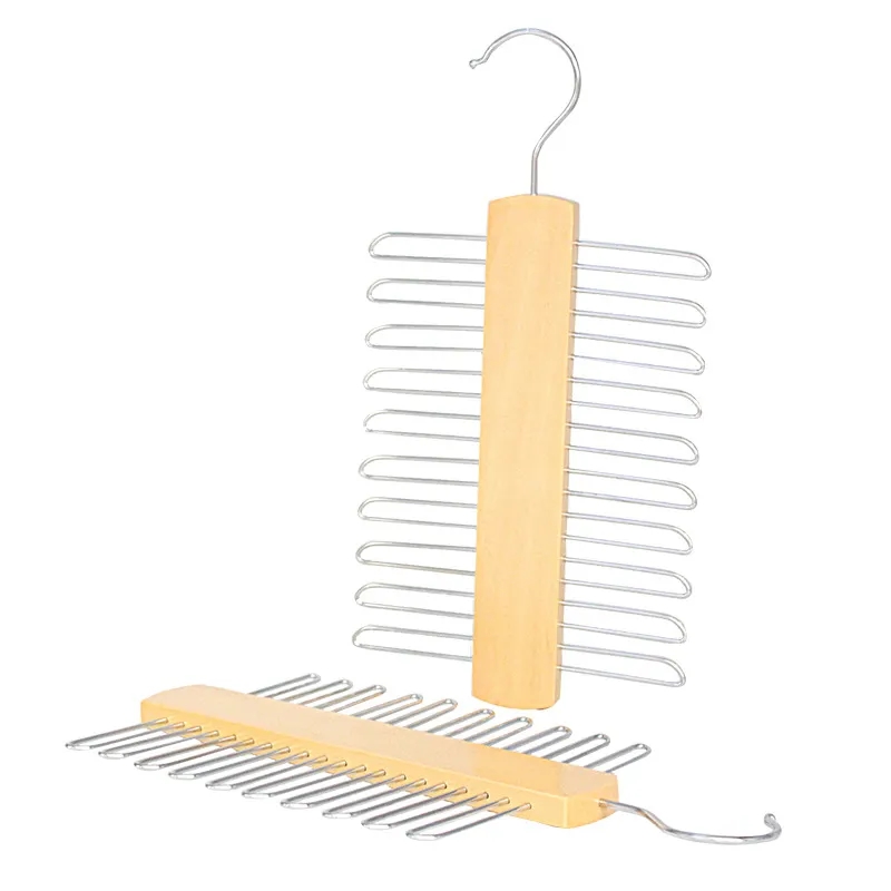 Premium Wooden Tie and Belt Organizer Hanger with 360 Swivel