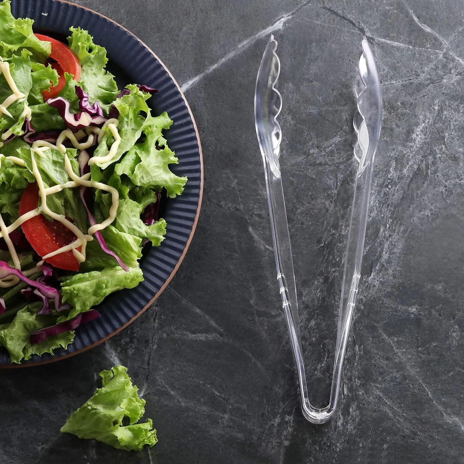 9 Inch Clear Scalloped High Heat Plastic Utility Tong