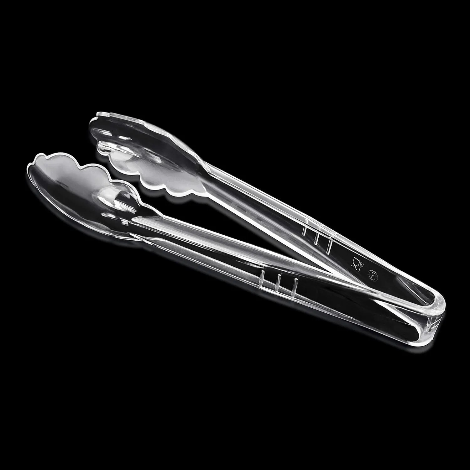 9 Inch Clear Scalloped High Heat Plastic Utility Tong