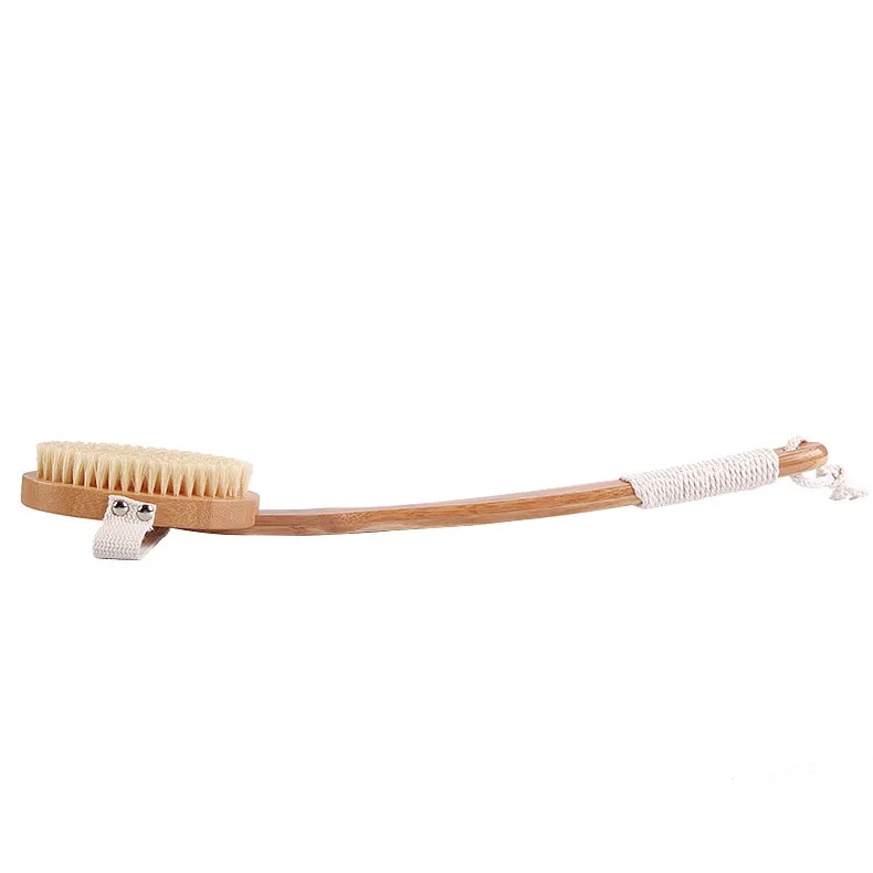 Ergonomic Natural Bristle Bath Brush with Curved Handle