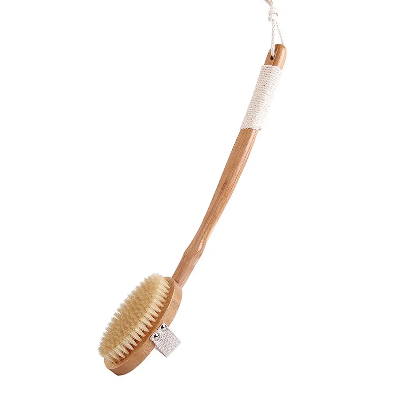 Ergonomic Natural Bristle Bath Brush with Curved Handle