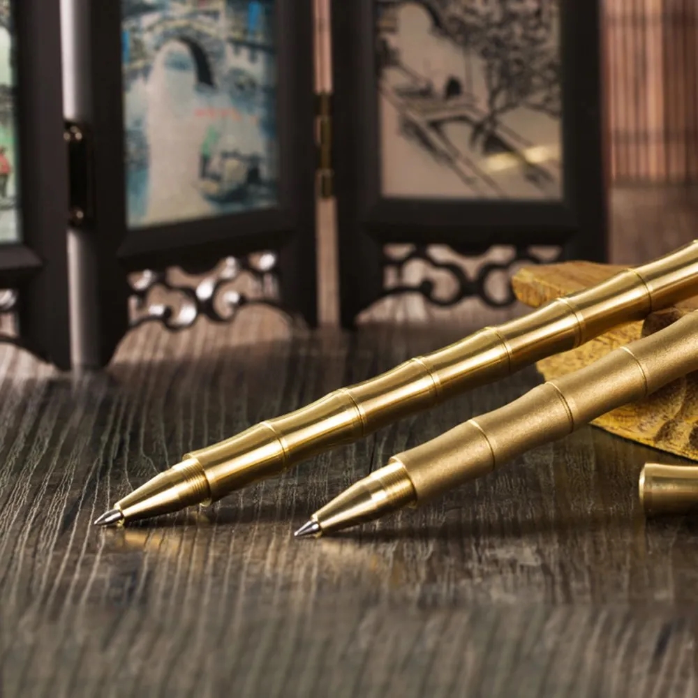 Brass Bamboo-Style Ballpoint Signature Pen