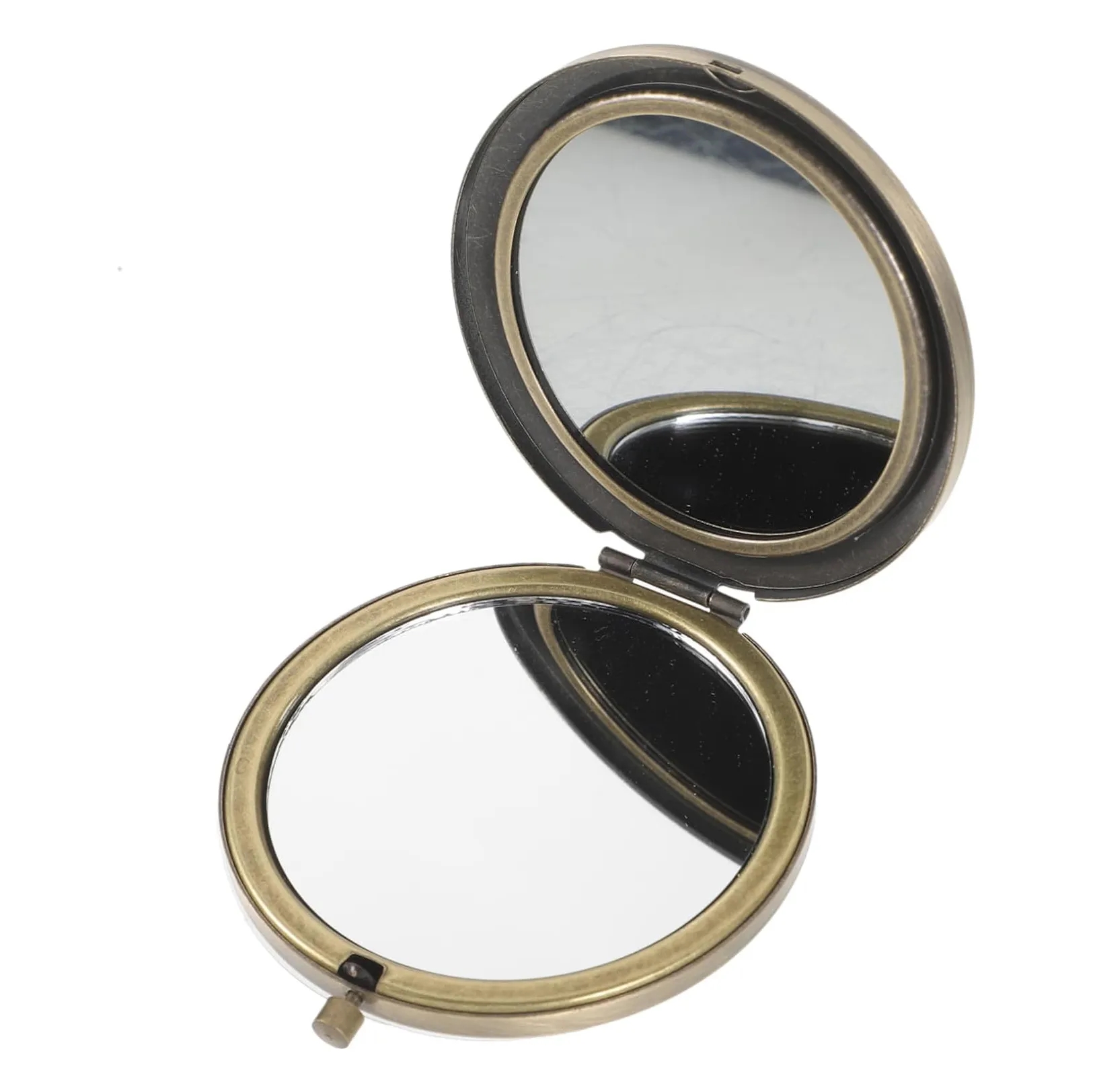 Retro Bronze Double-Sided Round Compact Travel Mirror