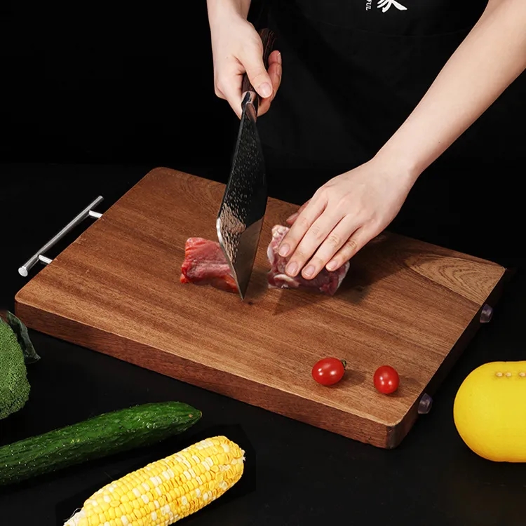 Ebony Wood Double-Sided Kitchen Cutting Board with Handles