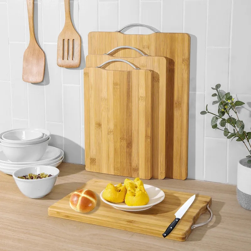 16x12" Natural Bamboo Board with Stainless Steel Handle