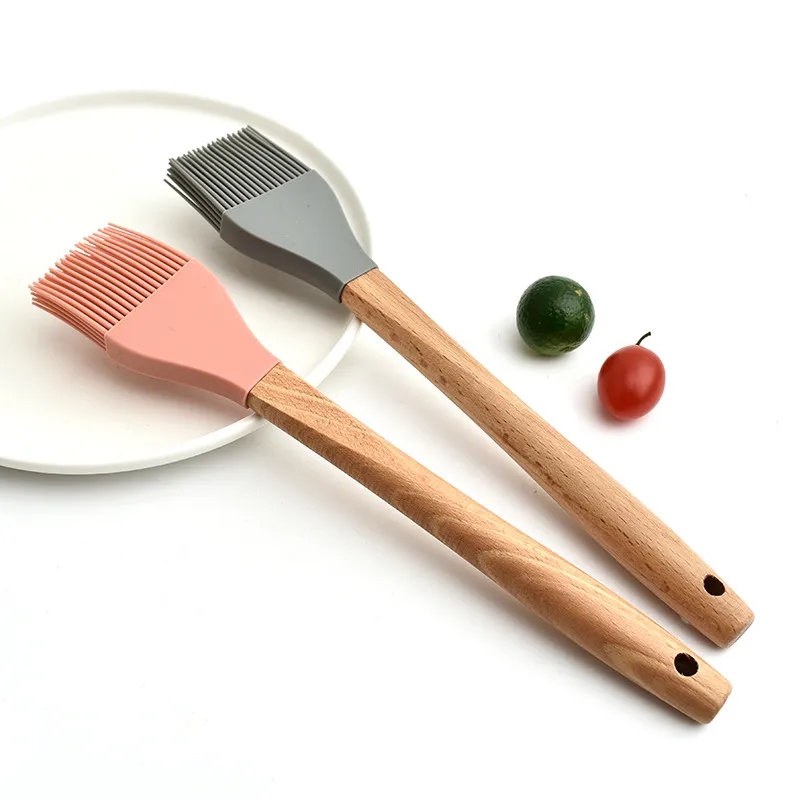 Heat-Resistant Silicone Basting Brushes with Wooden Handles
