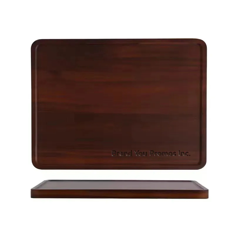 16"x12" Rustic Acacia Wood Rectangle Serving & Vanity Tray
