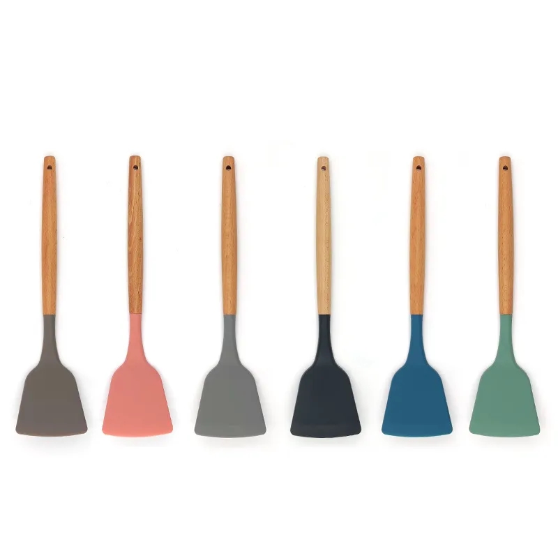 Non-Stick Silicone Turner Spatula with Wood Handle