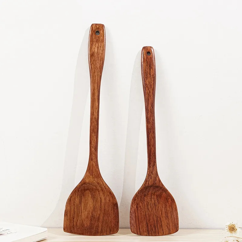 Natural Wood Old Lacquer Non-Stick Wok Spatula 15"