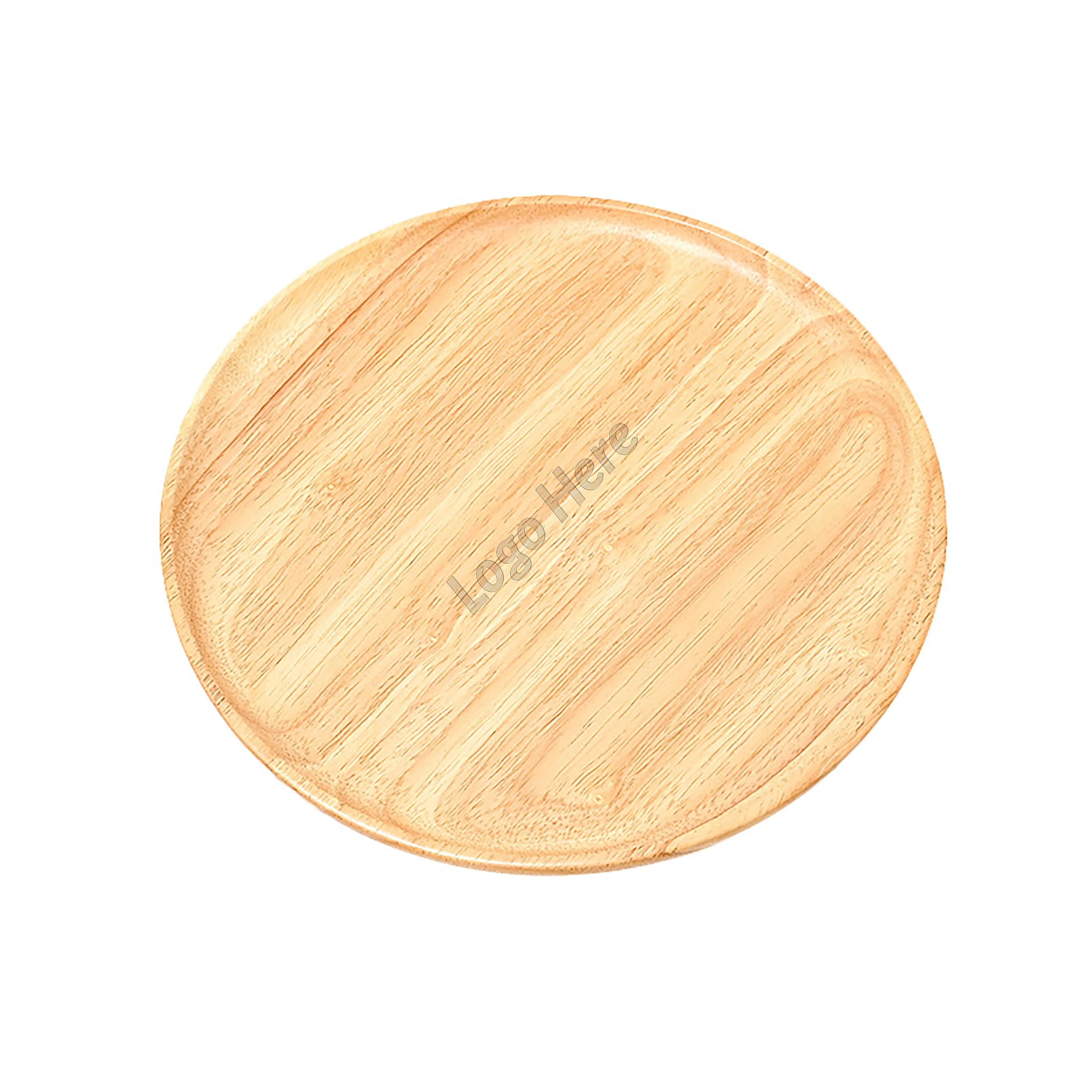 Minimalist Rubber Wood Dining Plate, 9 7/16 inch