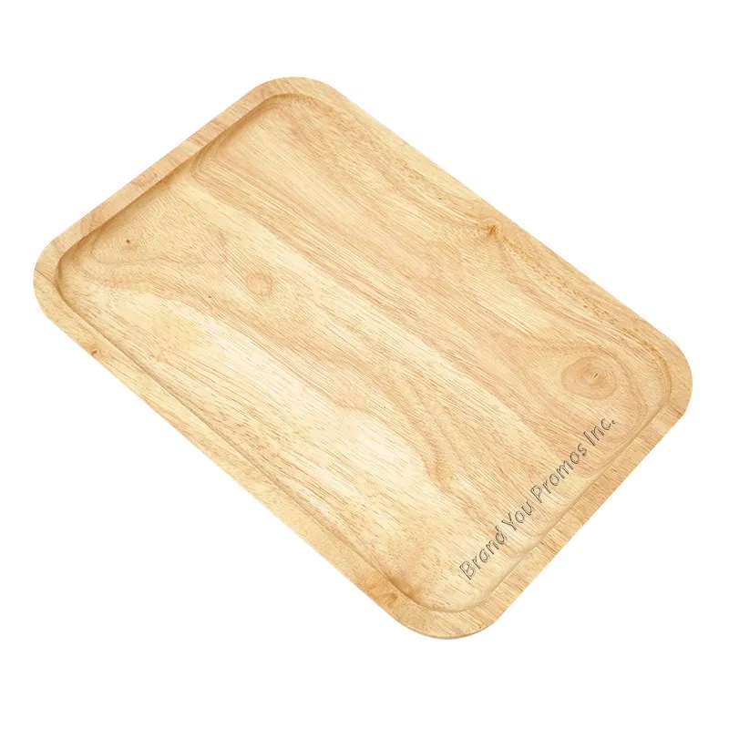 Rubber Wood Serving Tray Decorative Wooden Platter