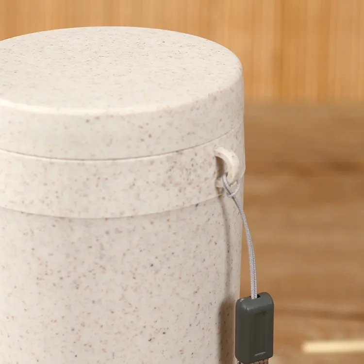 Sustainable 12oz Wheat Straw Eco Water Bottle w/ Lid & Strap