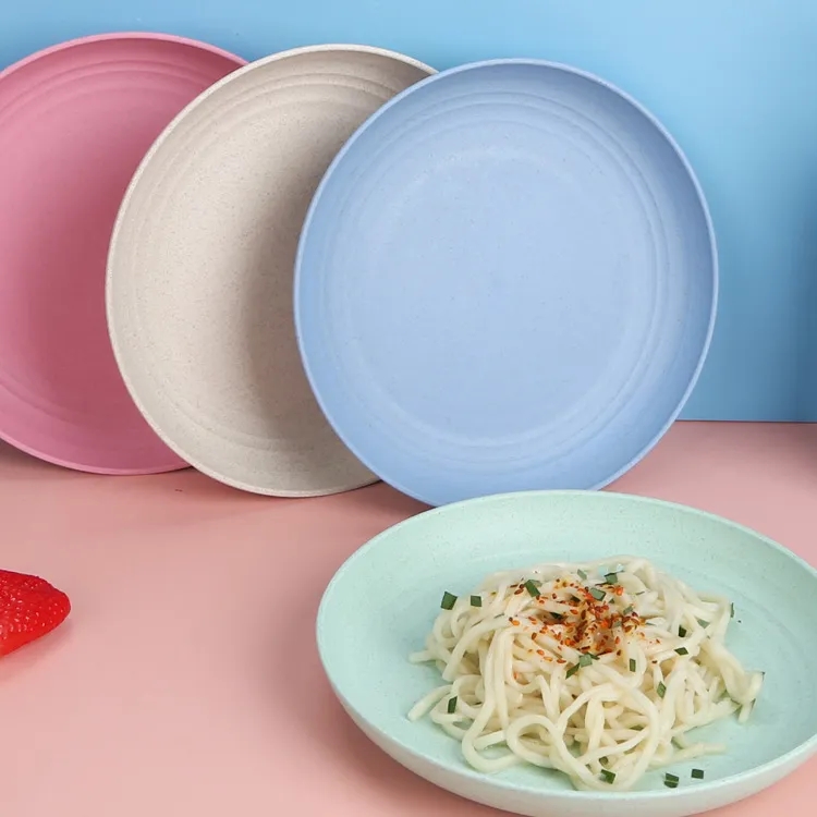 Sustainable 10-Inch Round Reusable Wheat Straw Plates