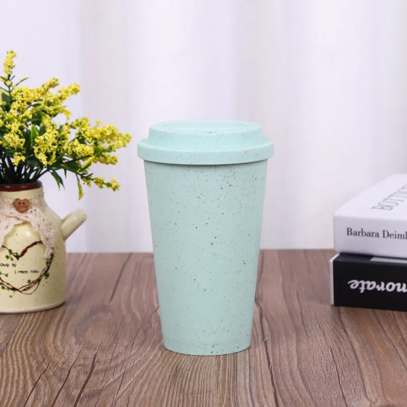 Sustainable Wheat Straw 15oz Travel Coffee Tumbler w/ Lid