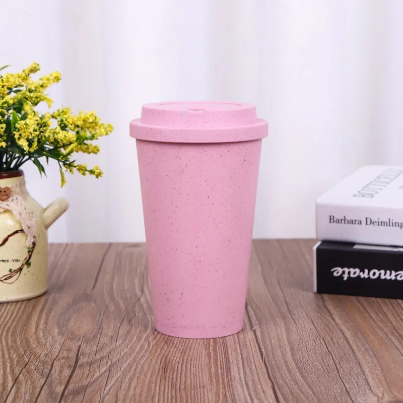 Sustainable Wheat Straw 15oz Travel Coffee Tumbler w/ Lid