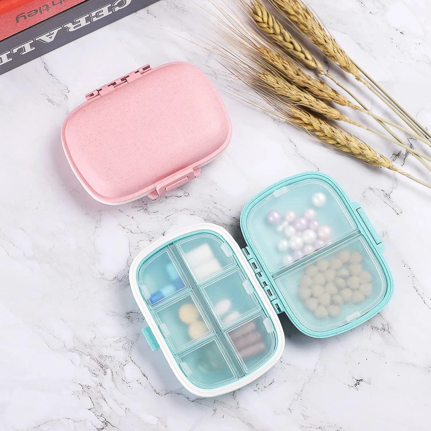 Portable Secure 8-Compartment Pill Box Organizer Case