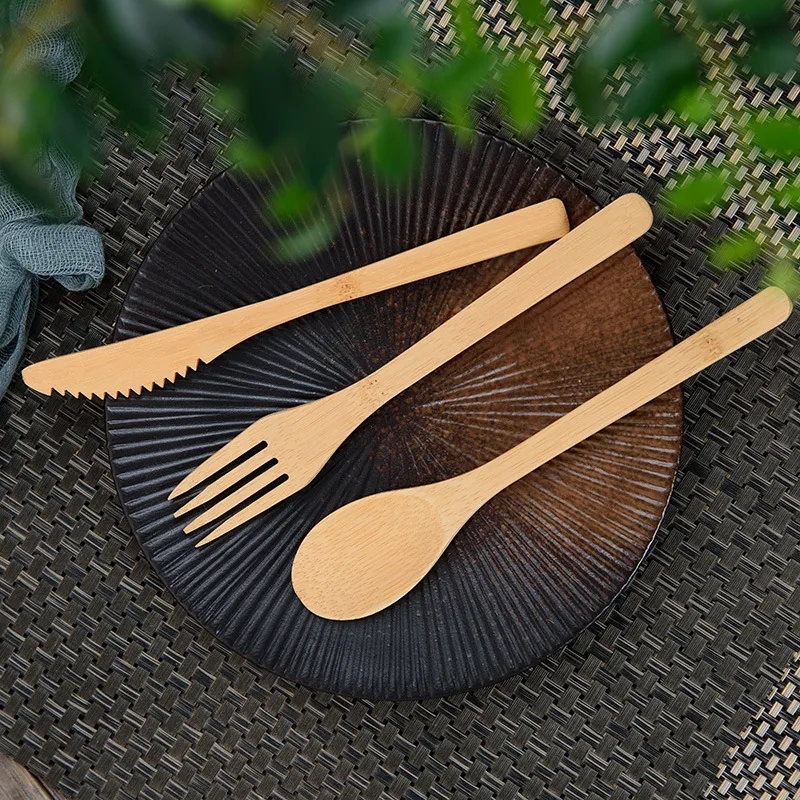 Bamboo 3-Piece Wooden Cutlery Set - Eco-Friendly