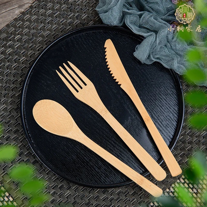 Bamboo 3-Piece Wooden Cutlery Set - Eco-Friendly