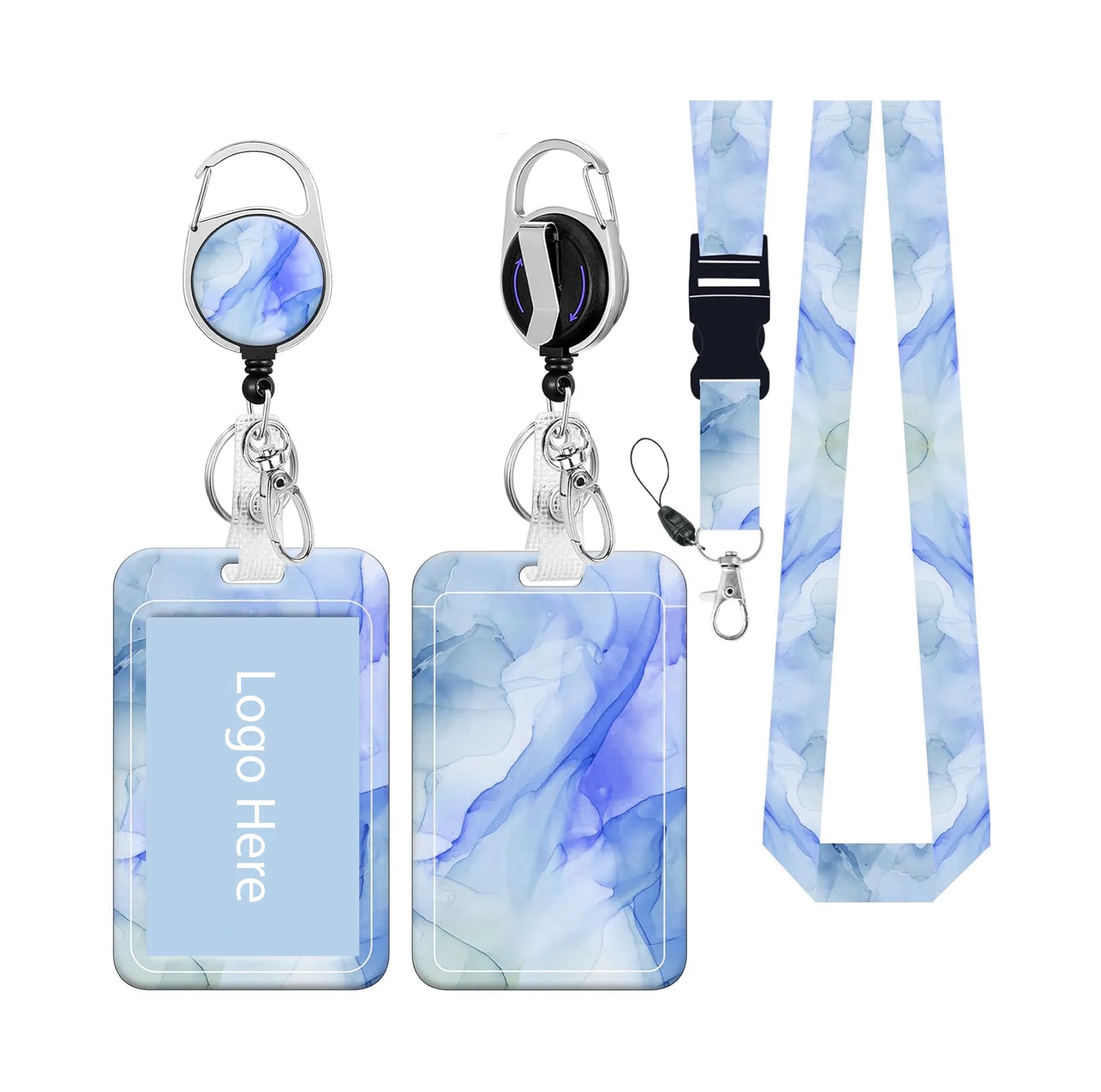 Custom Pattern ID Badge Holder w/ Lanyard & Retractable Reel