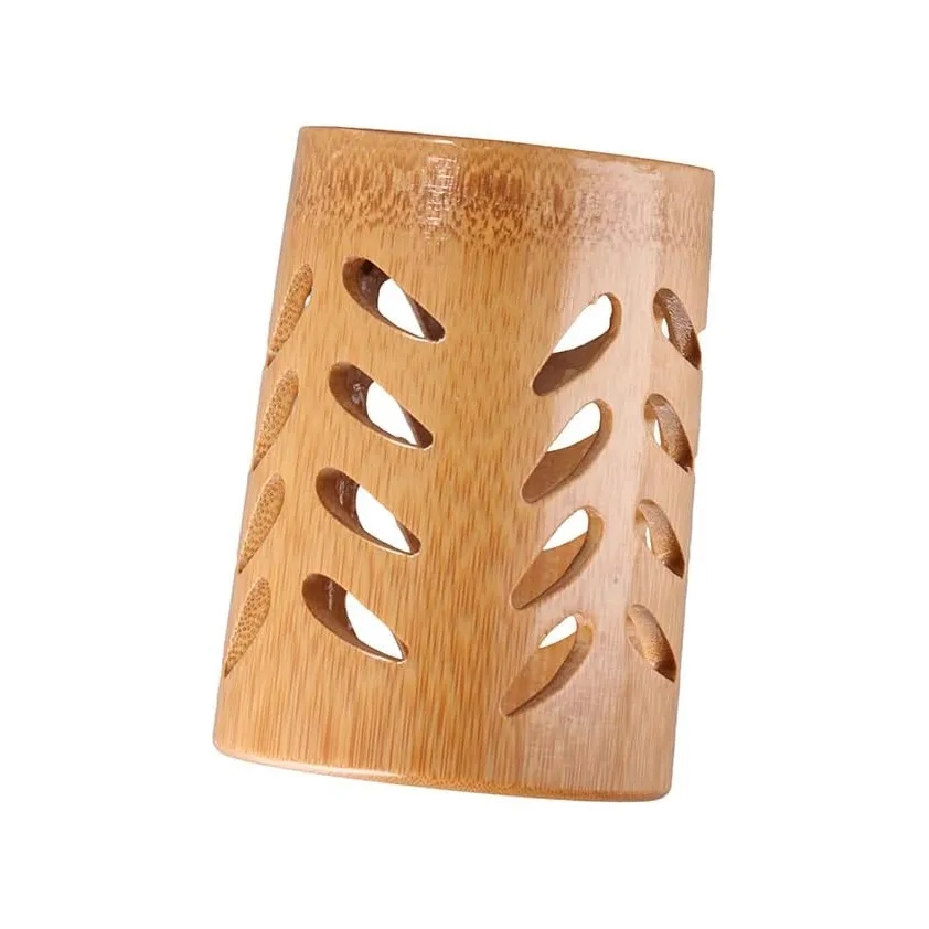 Bamboo Toothbrush & Makeup Brush Holder with Quick-Dry Base