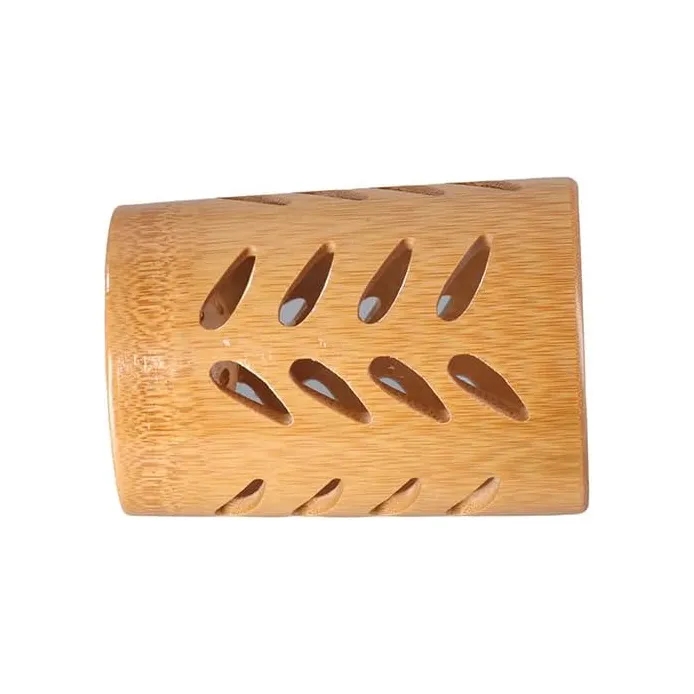 Bamboo Toothbrush & Makeup Brush Holder with Quick-Dry Base