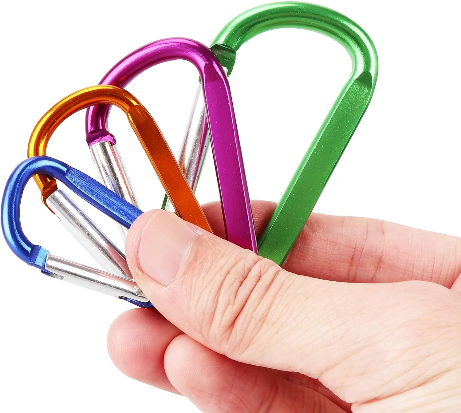 Durable Aluminum D-Shape Carabiner Clip w/ Key Ring
