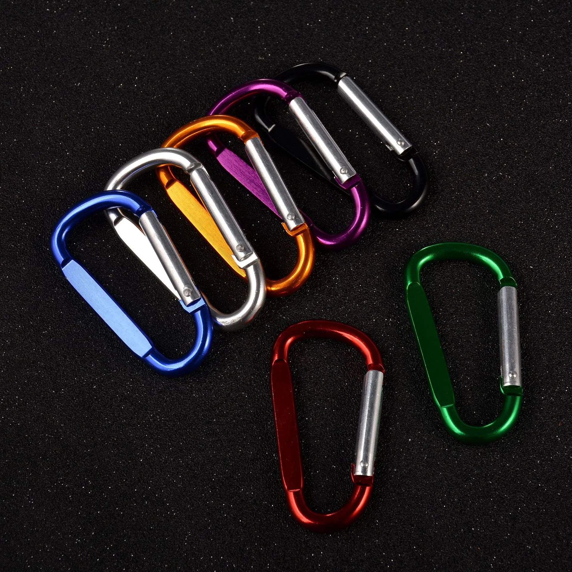 Durable Aluminum D-Shape Carabiner Clip w/ Key Ring