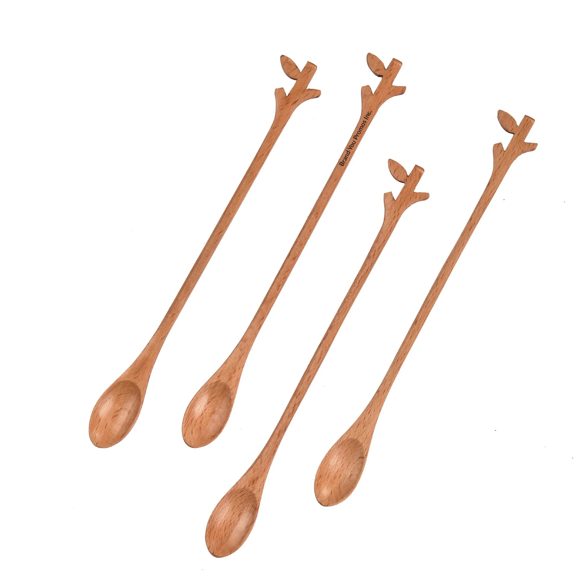 Leaf-Design Wooden Kitchen Spoons for Cooking and Serving