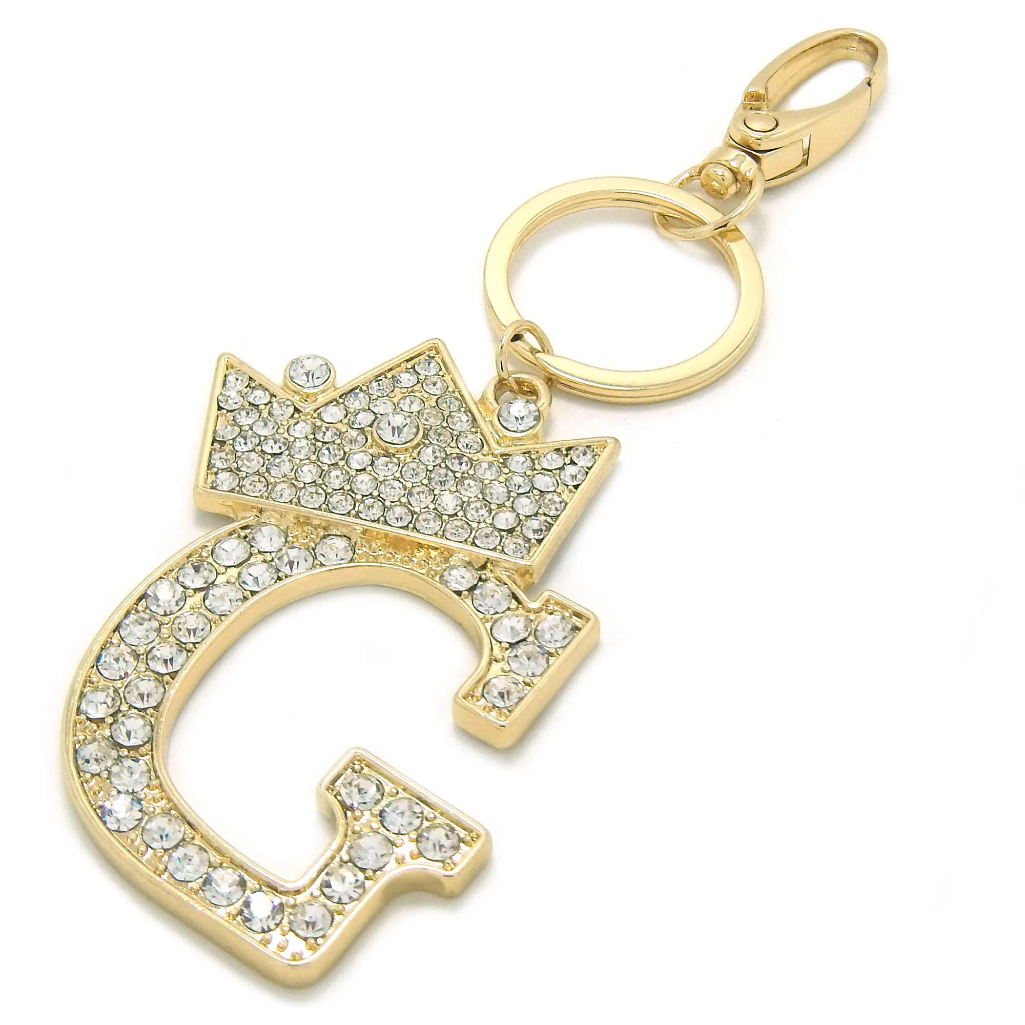 Rhinestone Studded Custom Shape Key Chain Ring Bag Charm