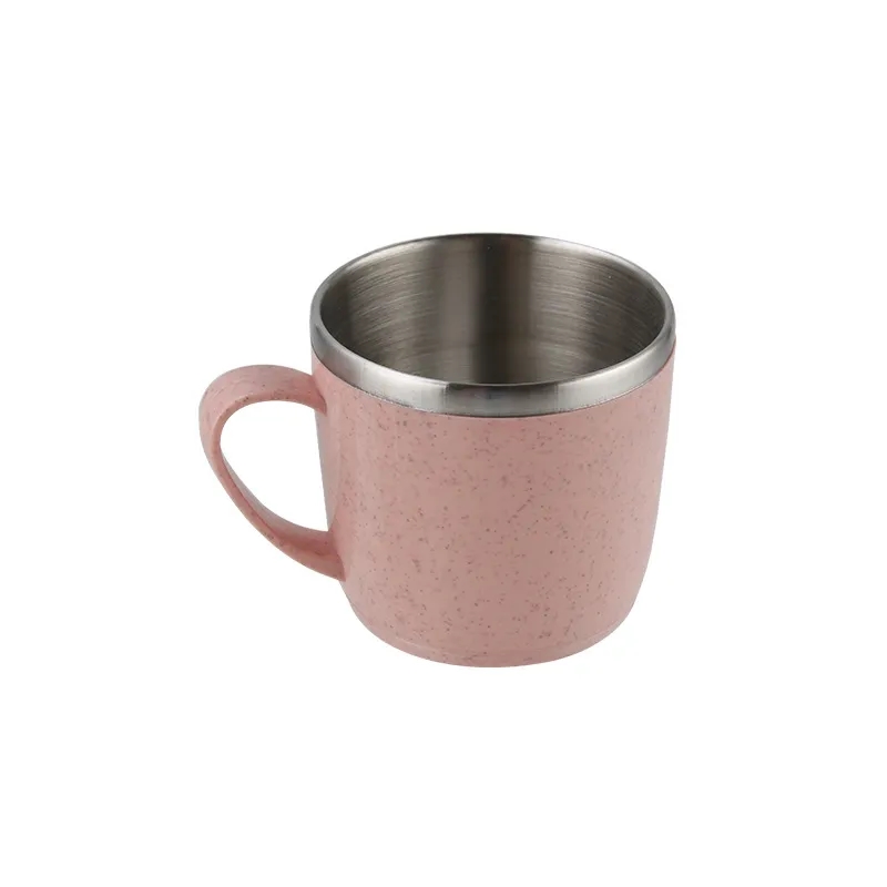 Eco-Friendly 320ml Stainless Steel & Wheat Straw Thermal Cup