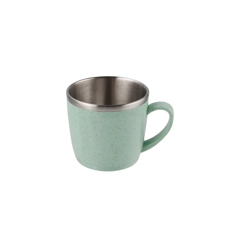 Eco-Friendly 320ml Stainless Steel & Wheat Straw Thermal Cup