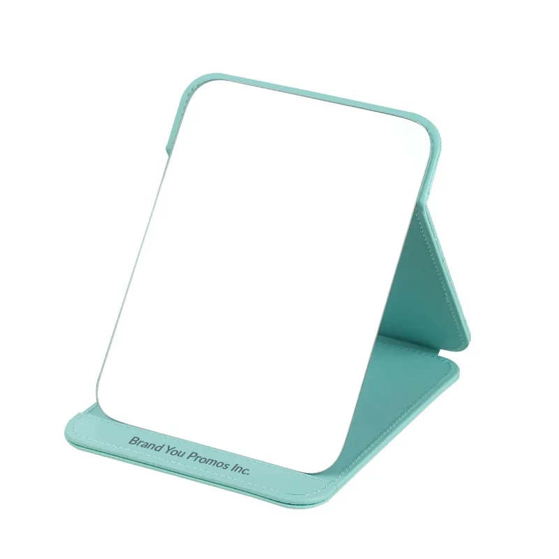 PU Leather Folding Makeup Mirror with Adjustable Stand