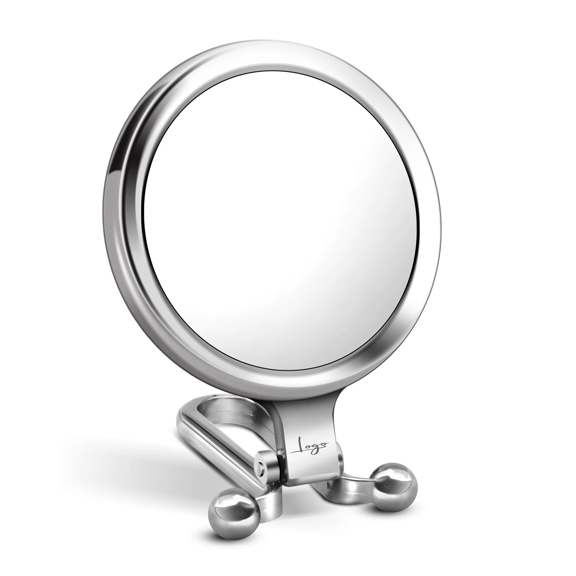 Dual-Sided 10x Magnifying Travel Mirror w/ Adjustable Handle