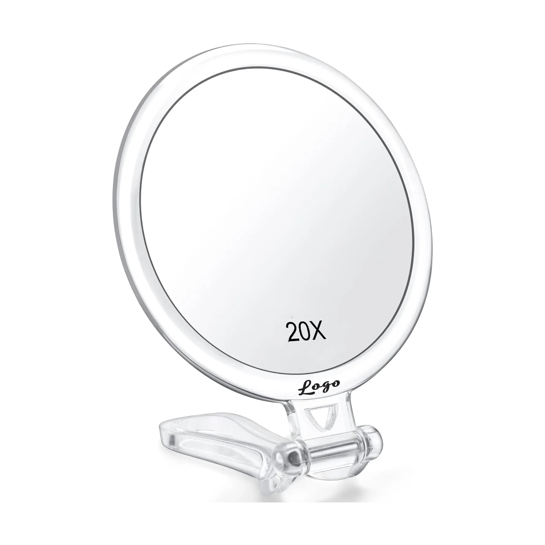 Dual-Sided 20x Magnifying Travel Mirror w/ Adjustable Handle