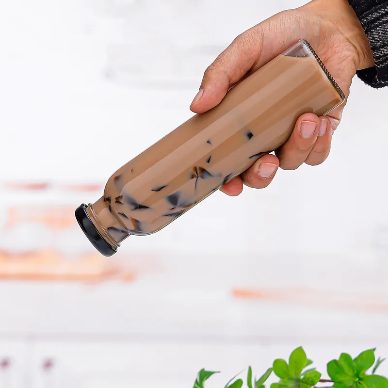 16 oz Airtight Glass Beverage Bottle for Milk Tea & Juices