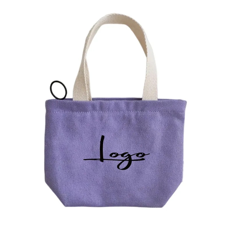 Mini Pure Color Canvas Handbag with Zipper for Casual Use