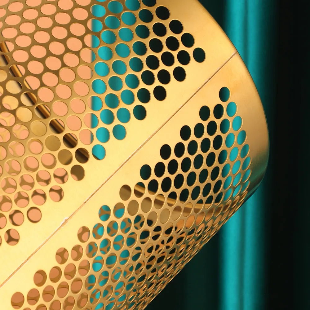Modern Hollow-Carved Stainless Steel Open-Top Trash Can