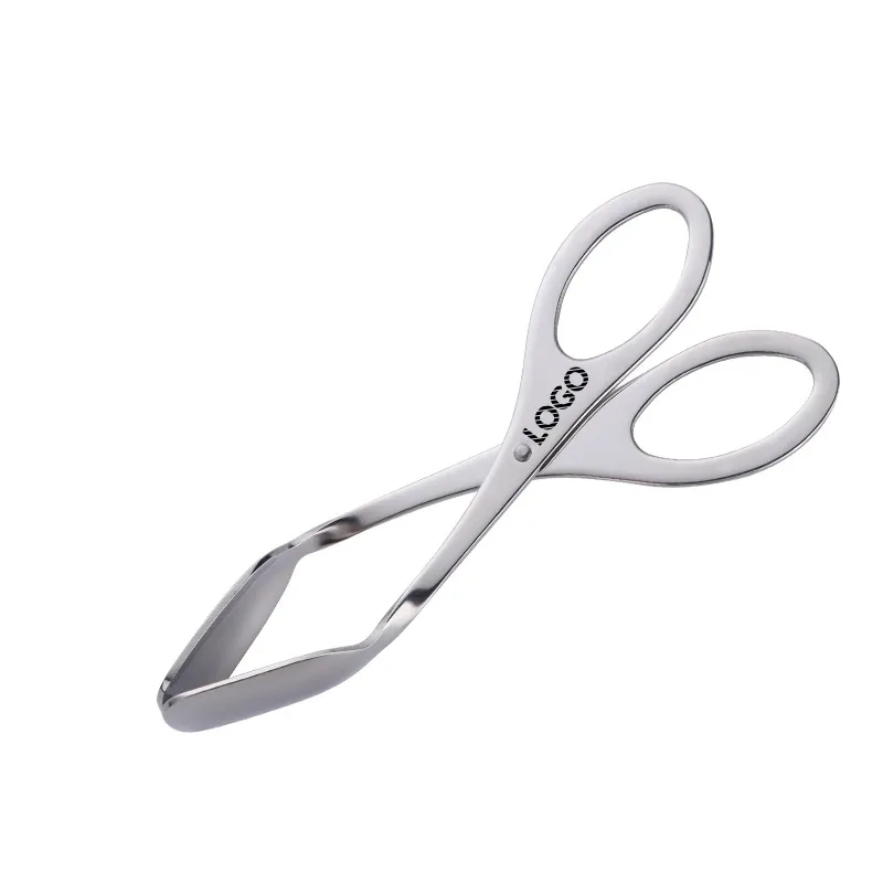 Stainless Steel Scissor-Style Square Food Tongs for Kitchens