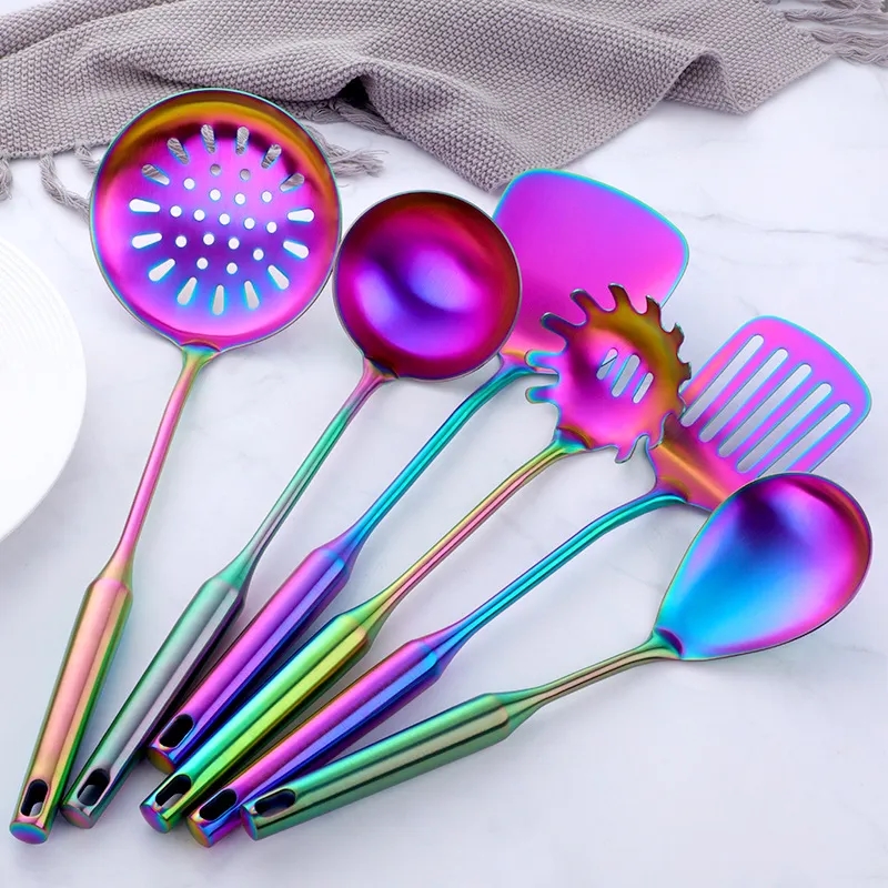 Stainless Steel 7-Piece Kitchen Utensil Set w/ Hanging Rack