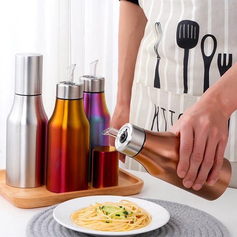 Stainless Steel Condiment Oil Dispenser with Metal Cap