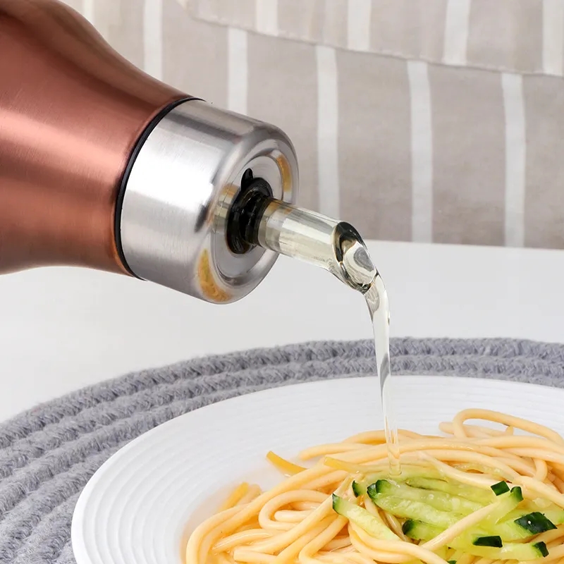 Stainless Steel Condiment Oil Dispenser with Metal Cap